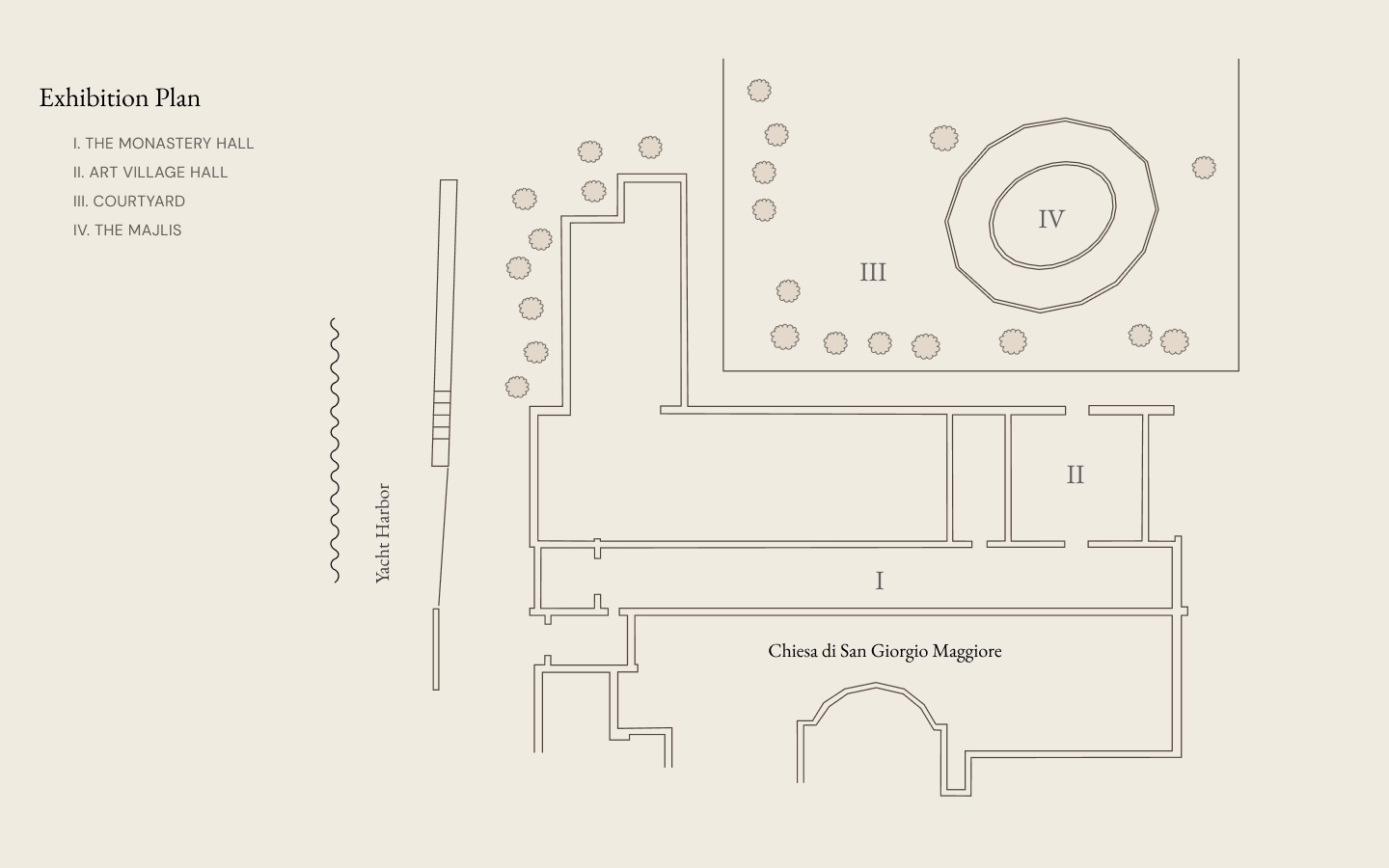 Webpage for a non-profit cultural organization for Venice Biennale with a map