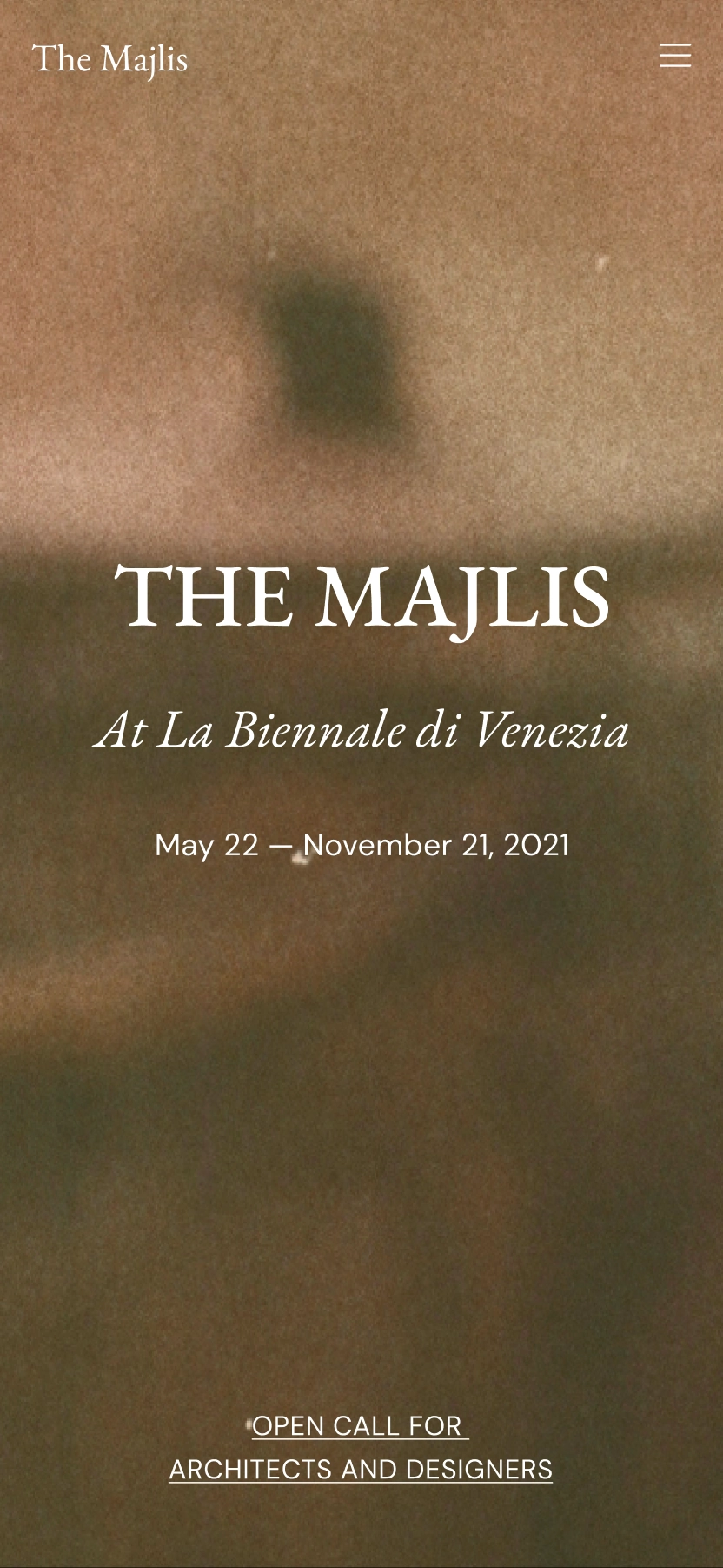 Mobile image title webpage for a non-profit cultural organization for Venice Biennale