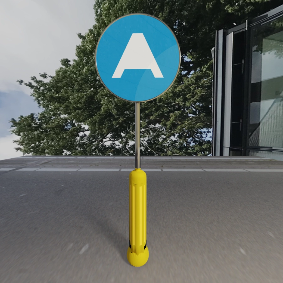 3D render with a sign with an A letter in it