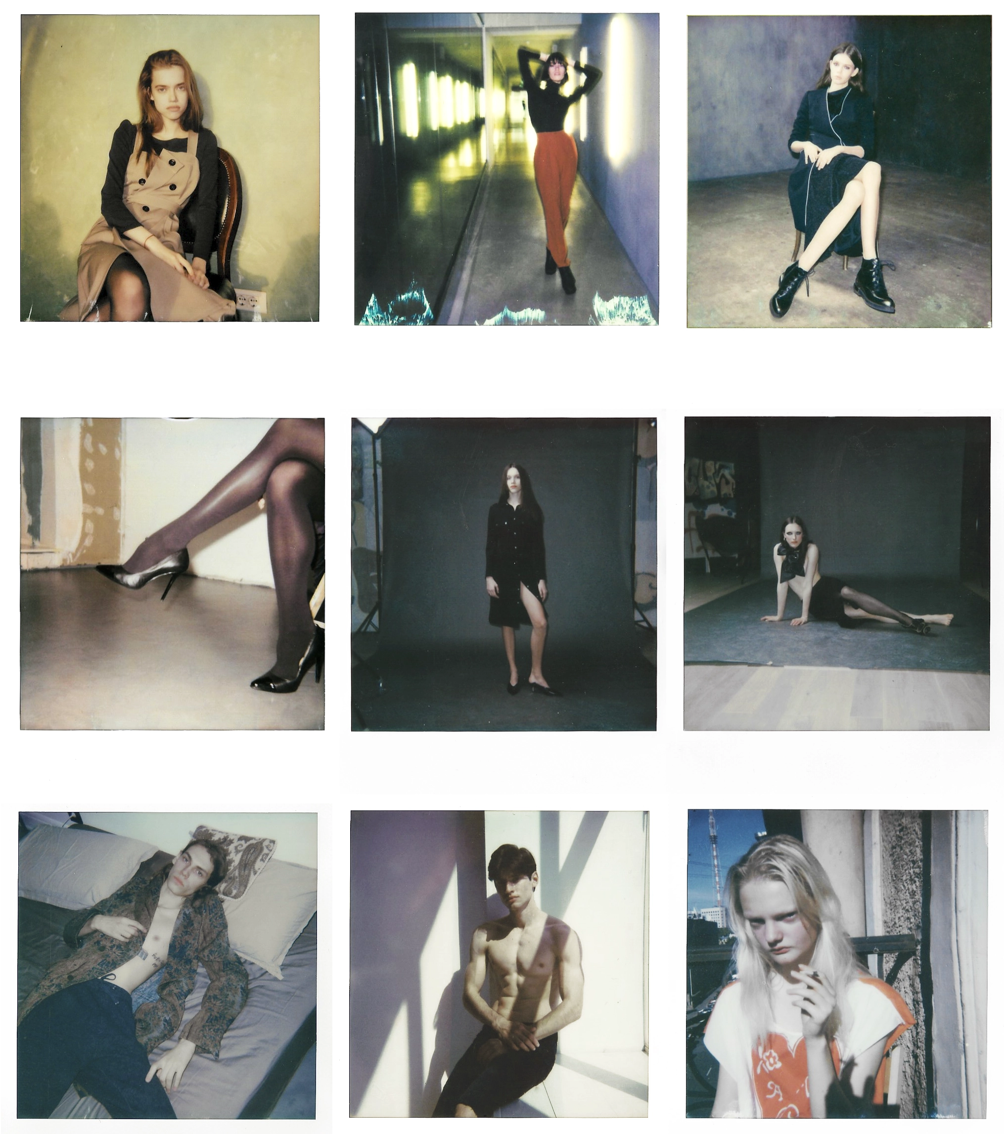 Raw fashion photograph collage of polaroids